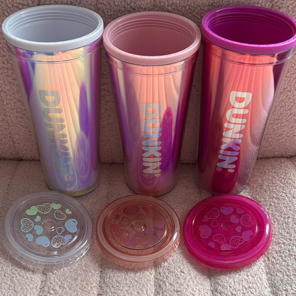 Dunkin' Iridescent Tumbler Trio - Pink, Purple, and Red